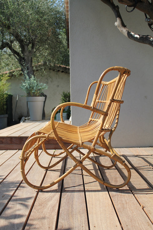 Banquette rotin vintage "Elisabeth"