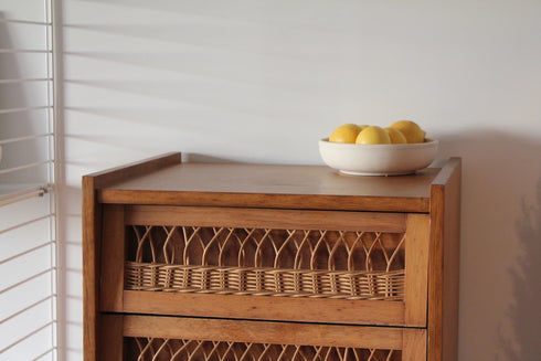 Chiffonnier pieds compas rotin Léon