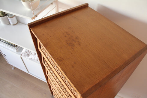 Chiffonnier pieds compas rotin Léon