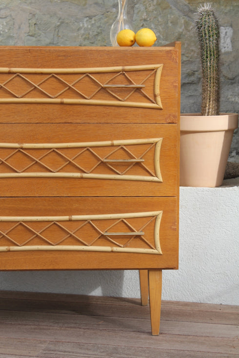 Commode rotin vintage Léone