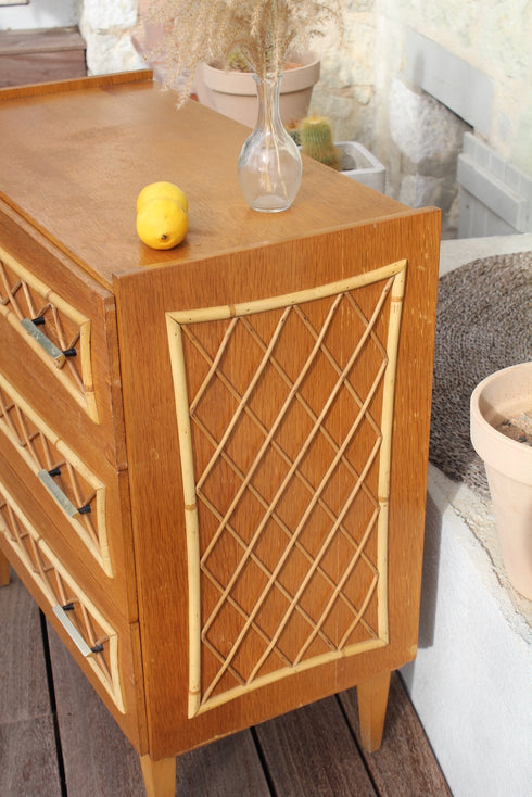 Commode rotin vintage Léone