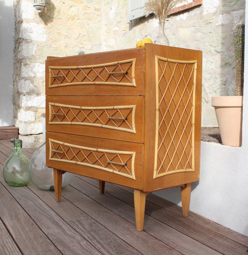 Commode rotin vintage Léone