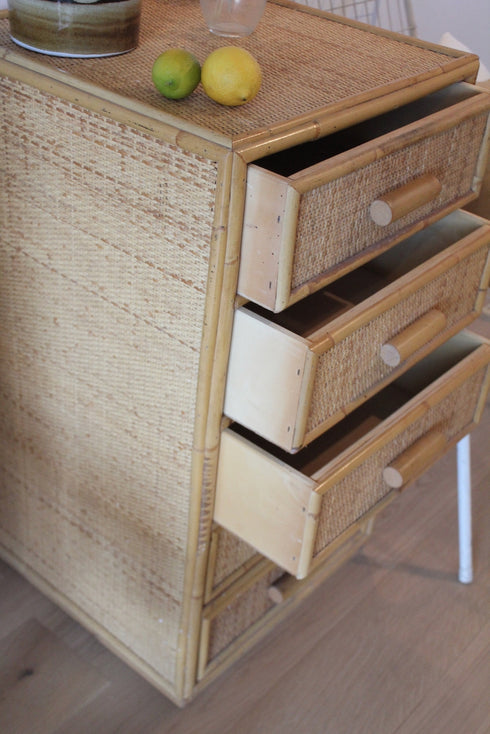 Chiffonnier rotin vintage Sandro