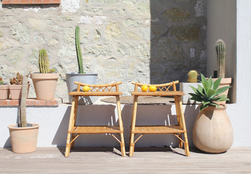 Paire de chevets en rotin vintage "Joseph et Léon"