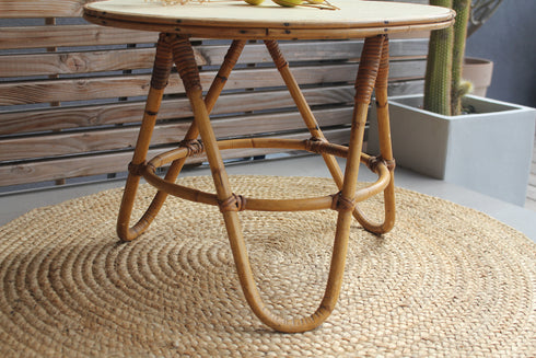 Table basse en rotin vintage "Ambre"