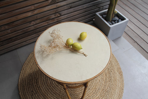Table basse en rotin vintage "Ambre"
