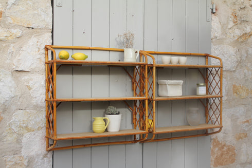 Etagères vintage en rotin "Myrtille"