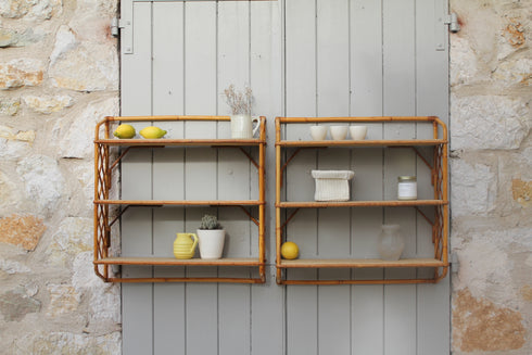 Etagères vintage en rotin "Myrtille"