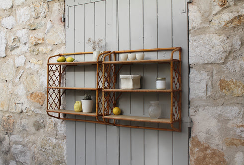 Etagères vintage en rotin "Myrtille"