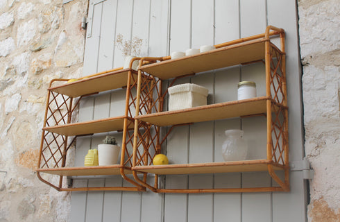 Etagères vintage en rotin "Myrtille"