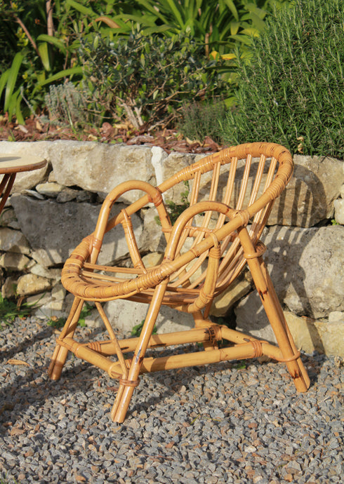 Bureau et chaise enfant rotin vintage "Abel"