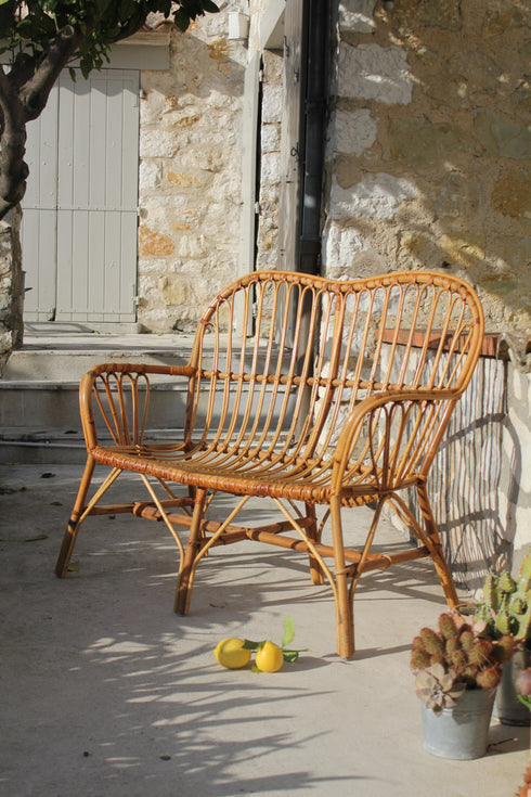 Banquette en rotin "Violette"