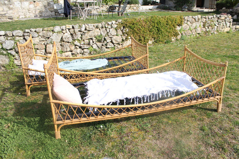 Paire de lits en rotin vintage "Achille"