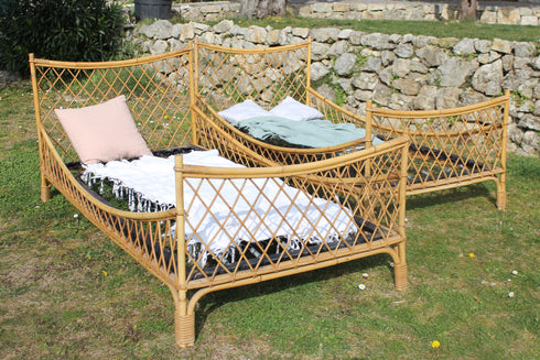 Paire de lits en rotin vintage "Achille"