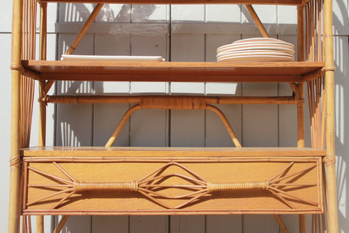 Bibliothèque en rotin vintage "Brune"