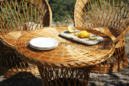 Ensemble fauteuils et table basse en rotin "Léonard"