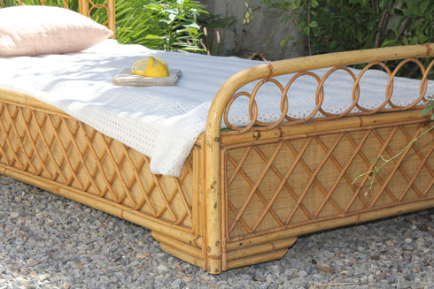 Lit rotin vintage "Achille"