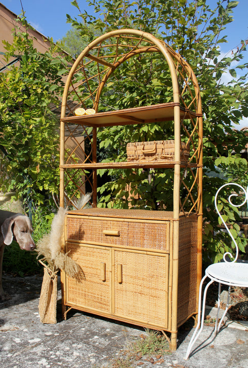 Bibliothèque rotin vintage "Léone"