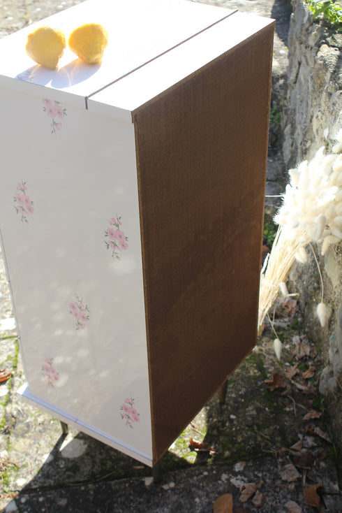 Coiffeuse commode vintage en formica "Fleur"