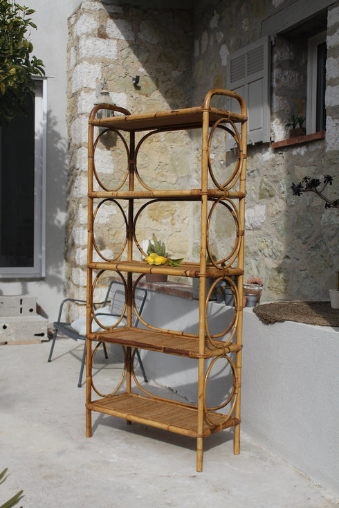 Bibliothèque en rotin vintage "Madeline"