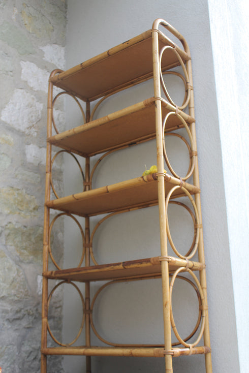 Bibliothèque en rotin vintage "Madeline"