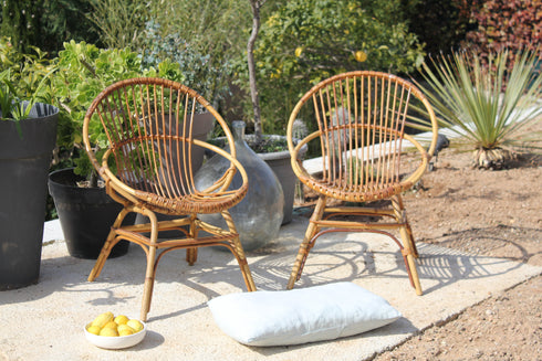 Paire de fauteuils en rotin vintage "Simone"