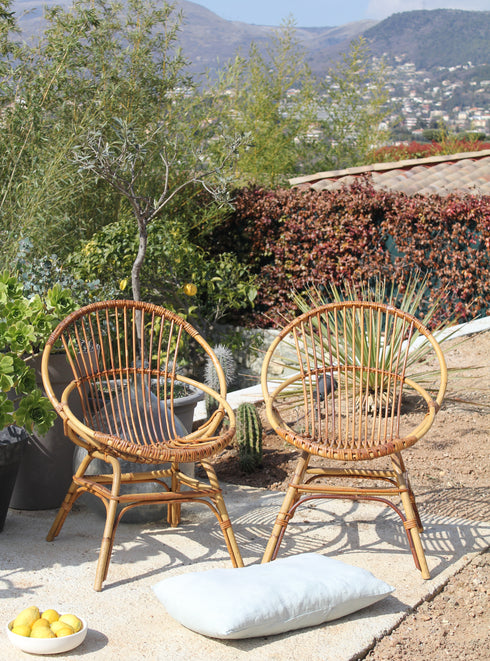 Paire de fauteuils en rotin vintage "Simone"