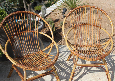 Paire de fauteuils en rotin vintage "Simone"