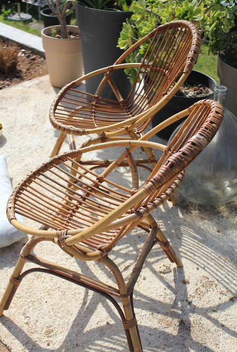 Paire de fauteuils en rotin vintage "Simone"