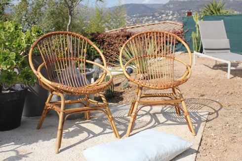 Paire de fauteuils en rotin vintage "Simone"