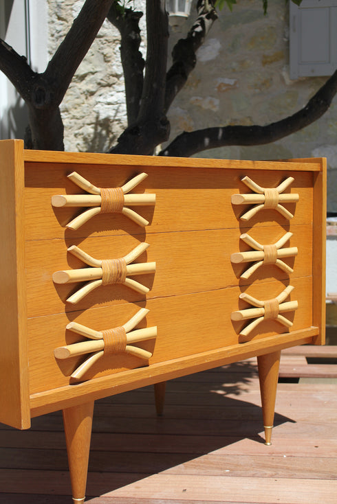 Commode vintage rotin Albertine