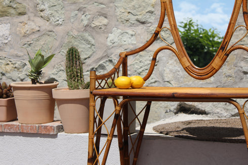 Jolie coiffeuse en rotin vintage "Camille"