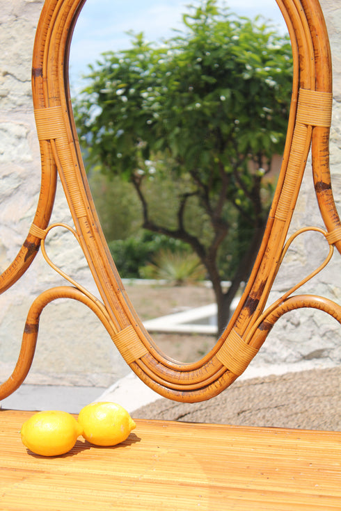 Jolie coiffeuse en rotin vintage "Camille"