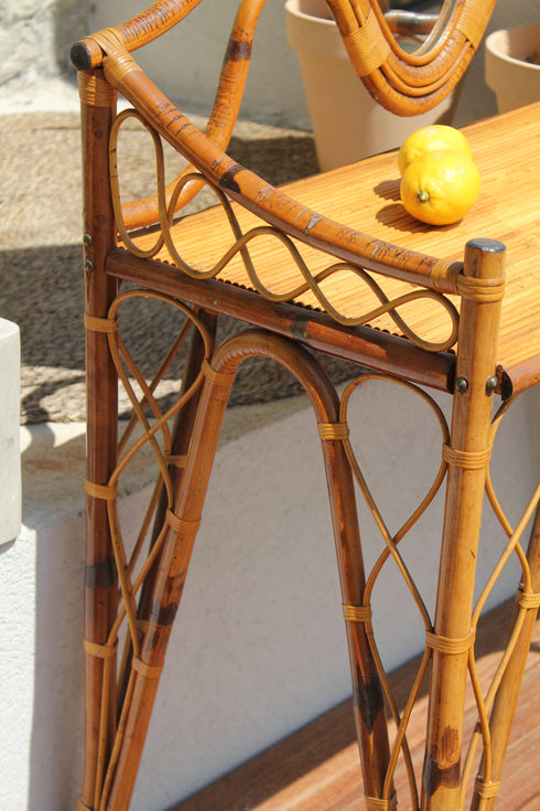 Jolie coiffeuse en rotin vintage "Camille"