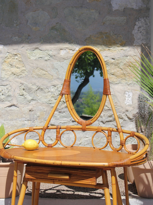 Coiffeuse rotin vintage Inès