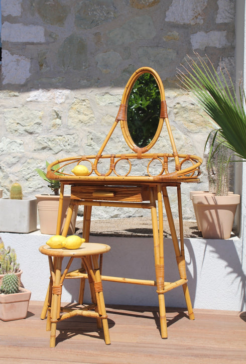 Coiffeuse rotin vintage Inès