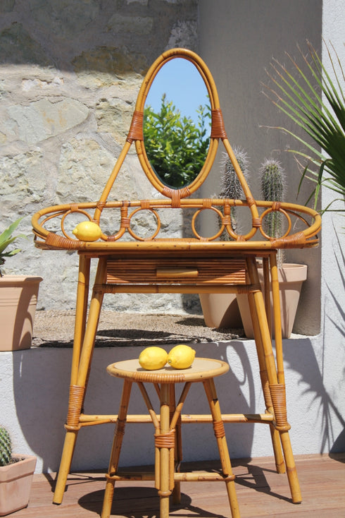 Coiffeuse rotin vintage Inès