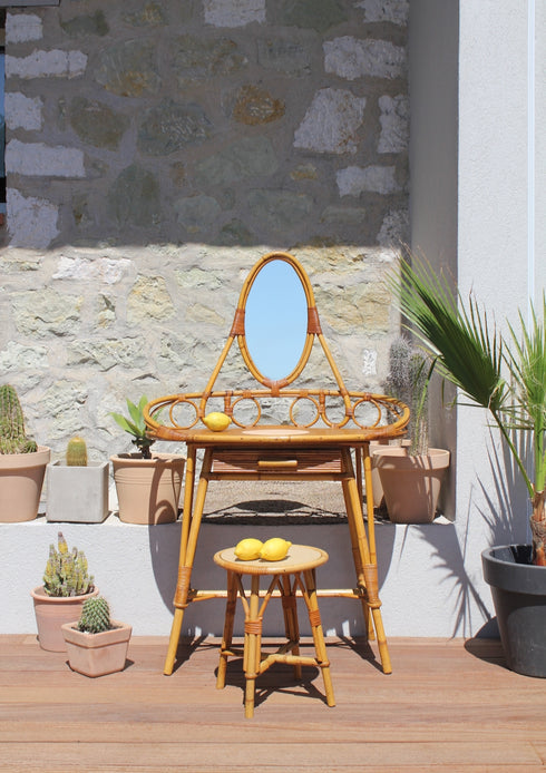 Coiffeuse rotin vintage Inès