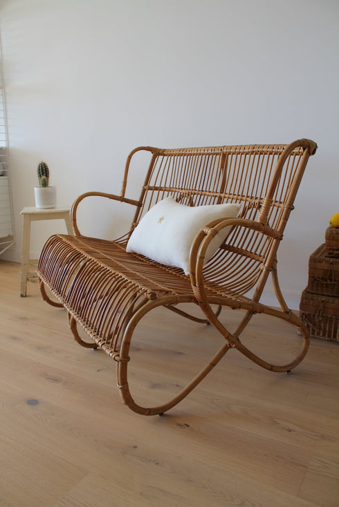 Banquette rotin vintage "Elisabeth"