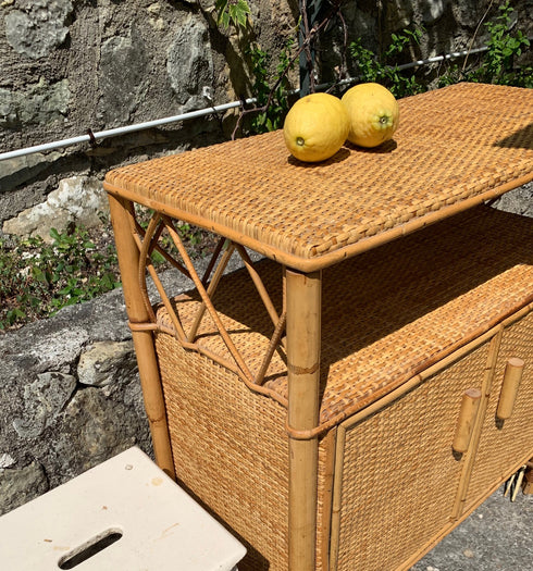 Petit buffet vintage en rotin "Gabriel"