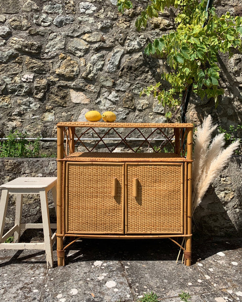 Petit buffet vintage en rotin "Gabriel"