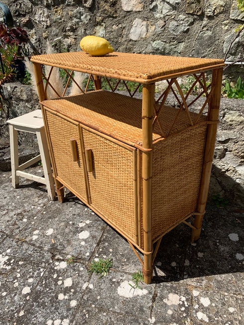 Petit buffet vintage en rotin "Gabriel"
