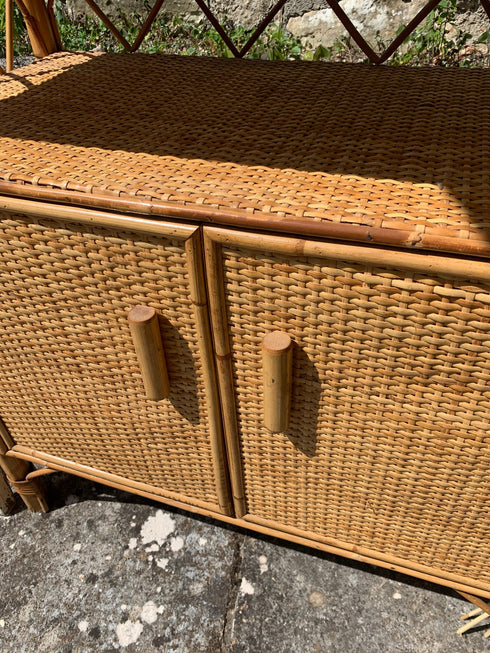 Petit buffet vintage en rotin "Gabriel"