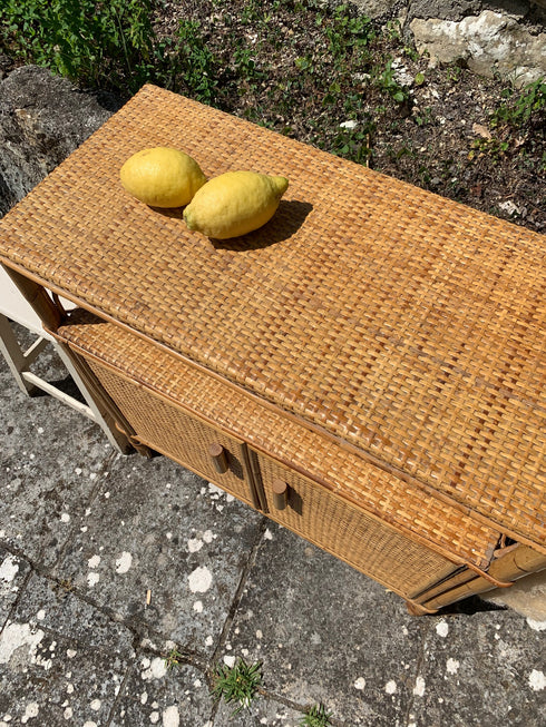 Petit buffet vintage en rotin "Gabriel"