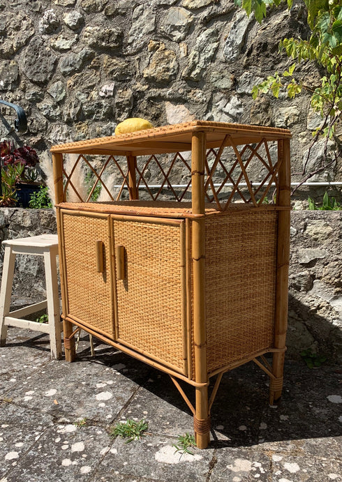 Petit buffet vintage en rotin "Gabriel"