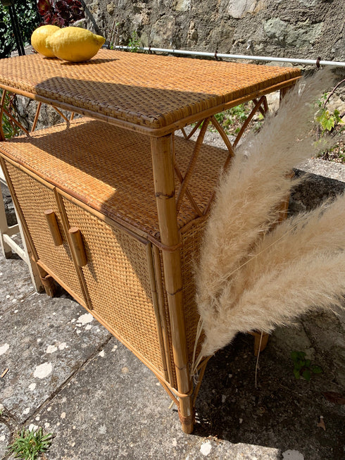 Petit buffet vintage en rotin "Gabriel"