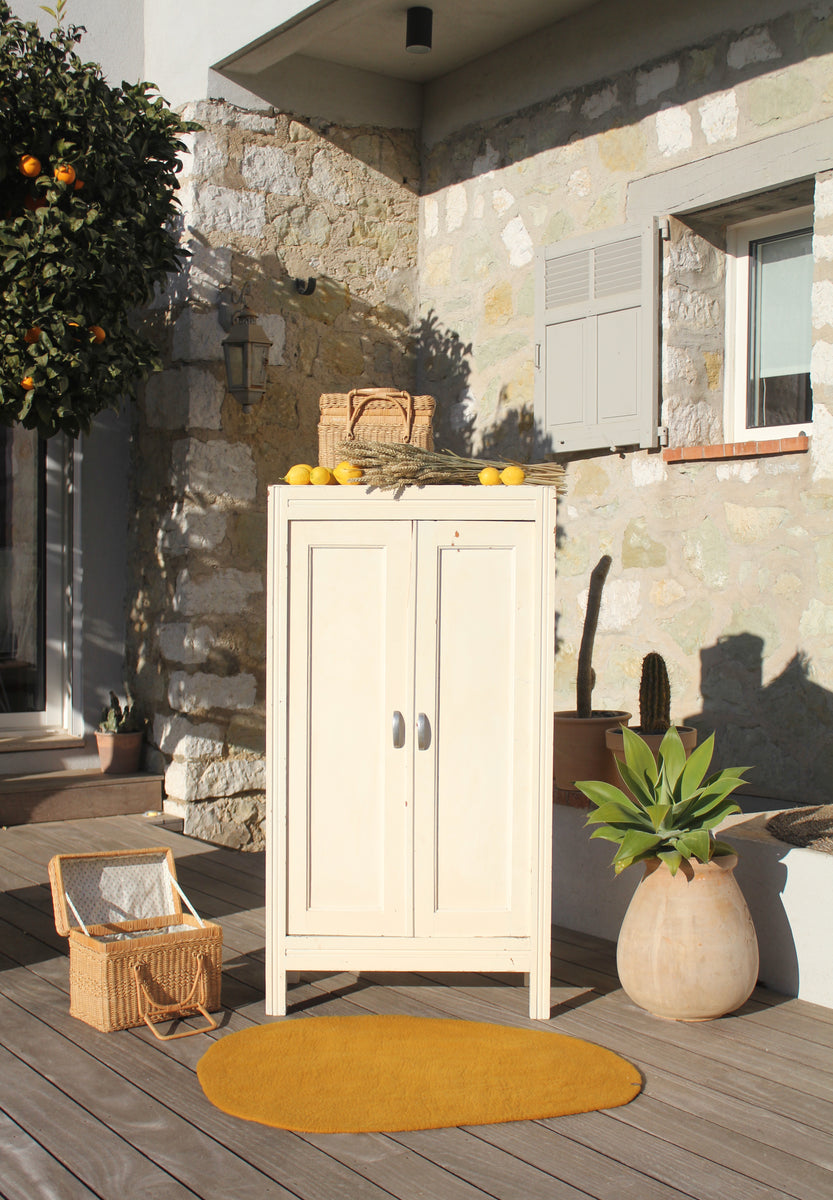 Grande Armoire Ancienne Style Louis XV – Blanc Patiné Or Vieilli, Fleuri Romantique – 230cm